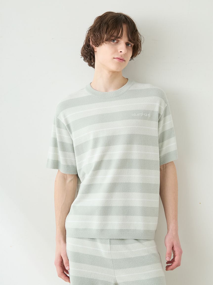 GELATO PIQUE HOMME「【HOMME】【接触冷感】スムーズィーliteクールランダムボーダープルオーバー」|プルオーバー|