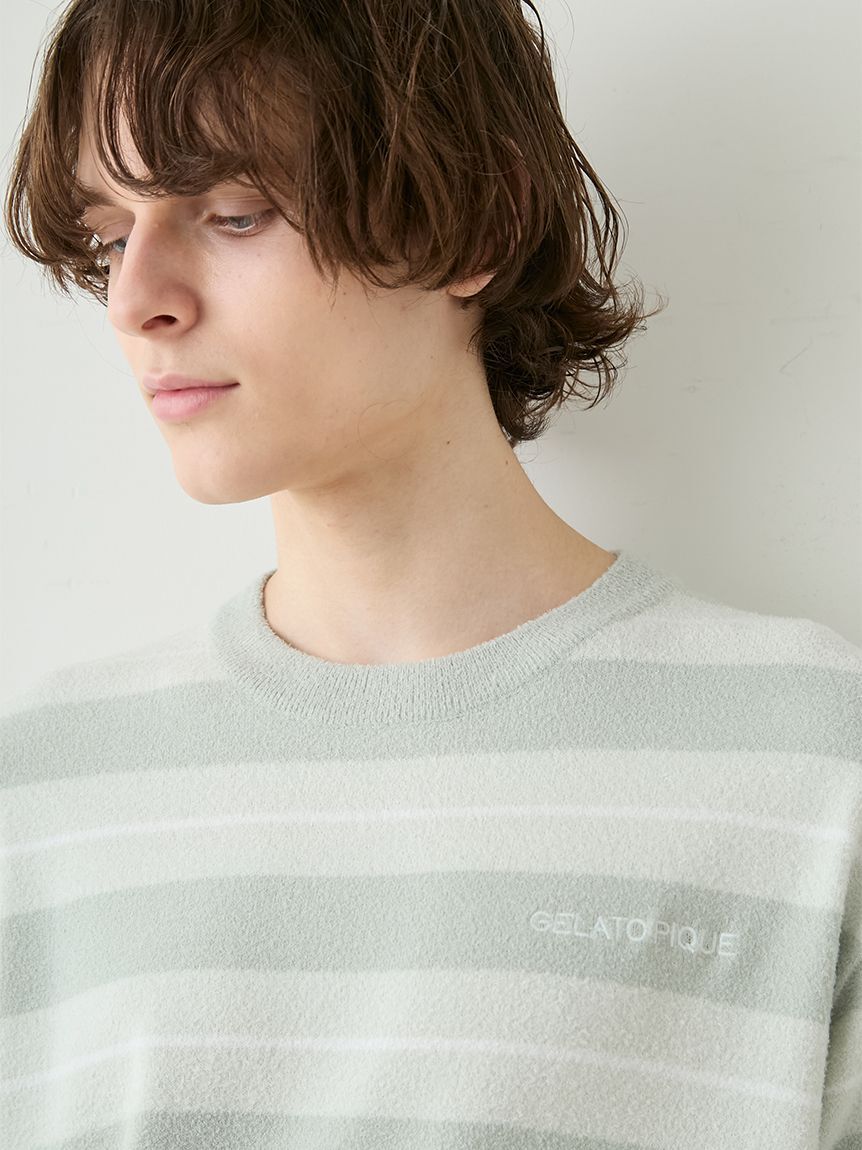 GELATO PIQUE HOMME「【HOMME】【接触冷感】スムーズィーliteクールランダムボーダープルオーバー」|プルオーバー|
