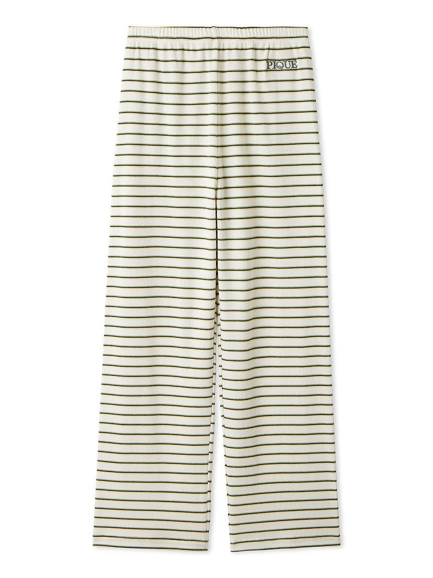 gelato pique「【接触冷感】ワッフルボーダーロングパンツ」|ルームウェア|GRN