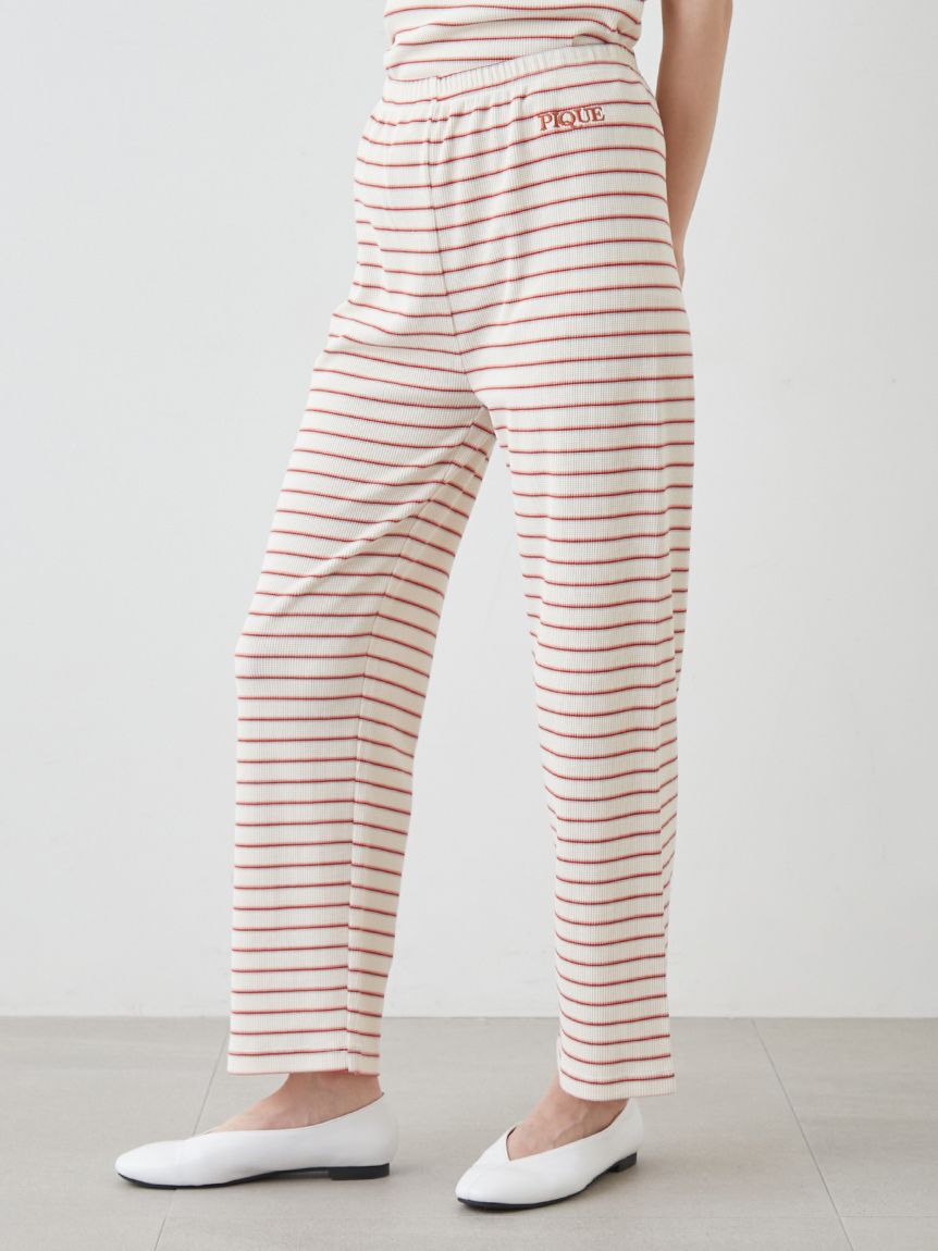 gelato pique「【接触冷感】ワッフルボーダーロングパンツ」|ルームウェア|