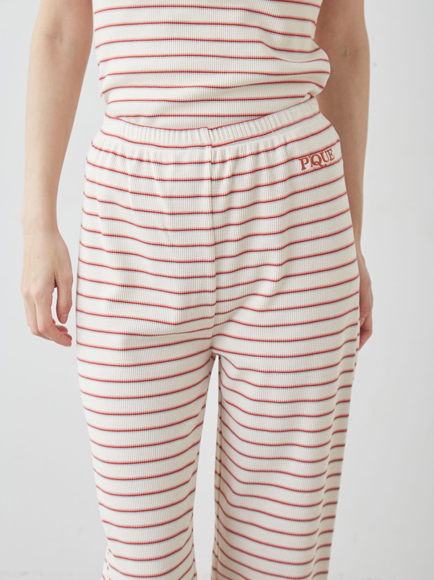 gelato pique「【接触冷感】ワッフルボーダーロングパンツ」|ルームウェア|