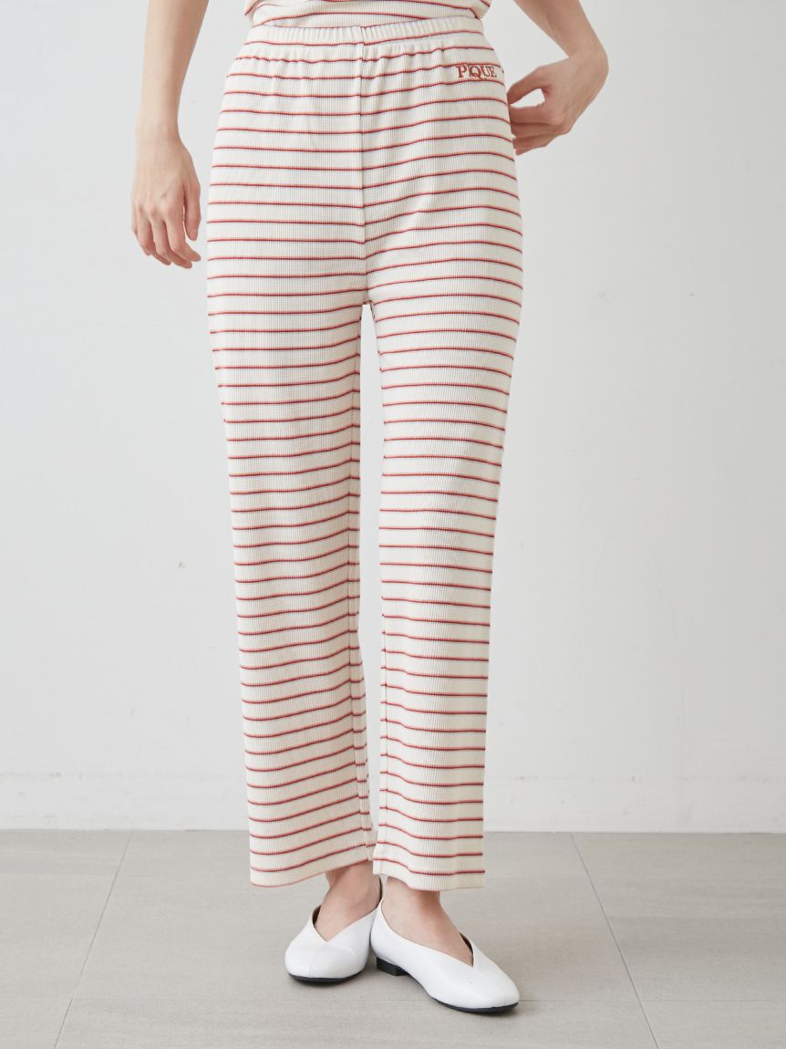 gelato pique「【接触冷感】ワッフルボーダーロングパンツ」|ルームウェア|