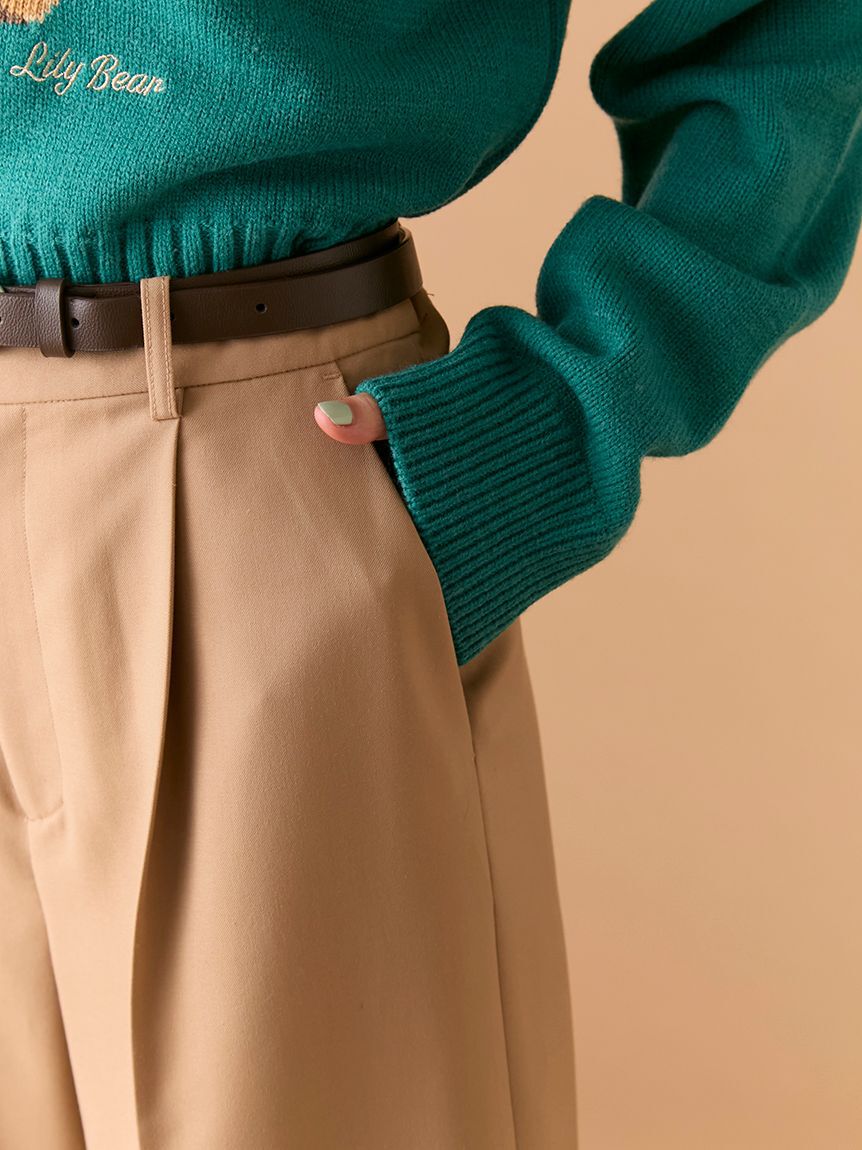 LILY BROWN「ベルト付きバックスリットパンツ」|チノ|