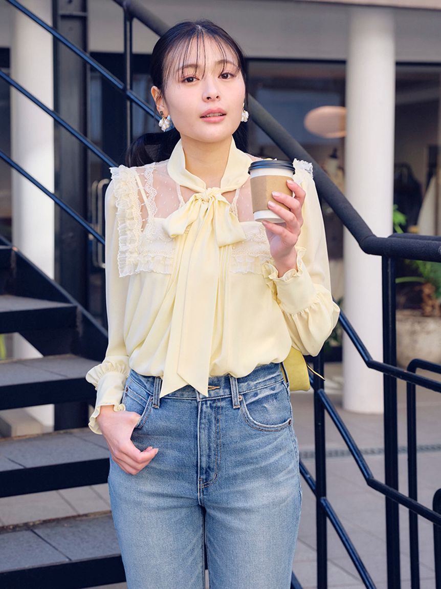 LILY BROWN「ヴィンテージライクボウタイブラウス」|シャツ・ブラウス|