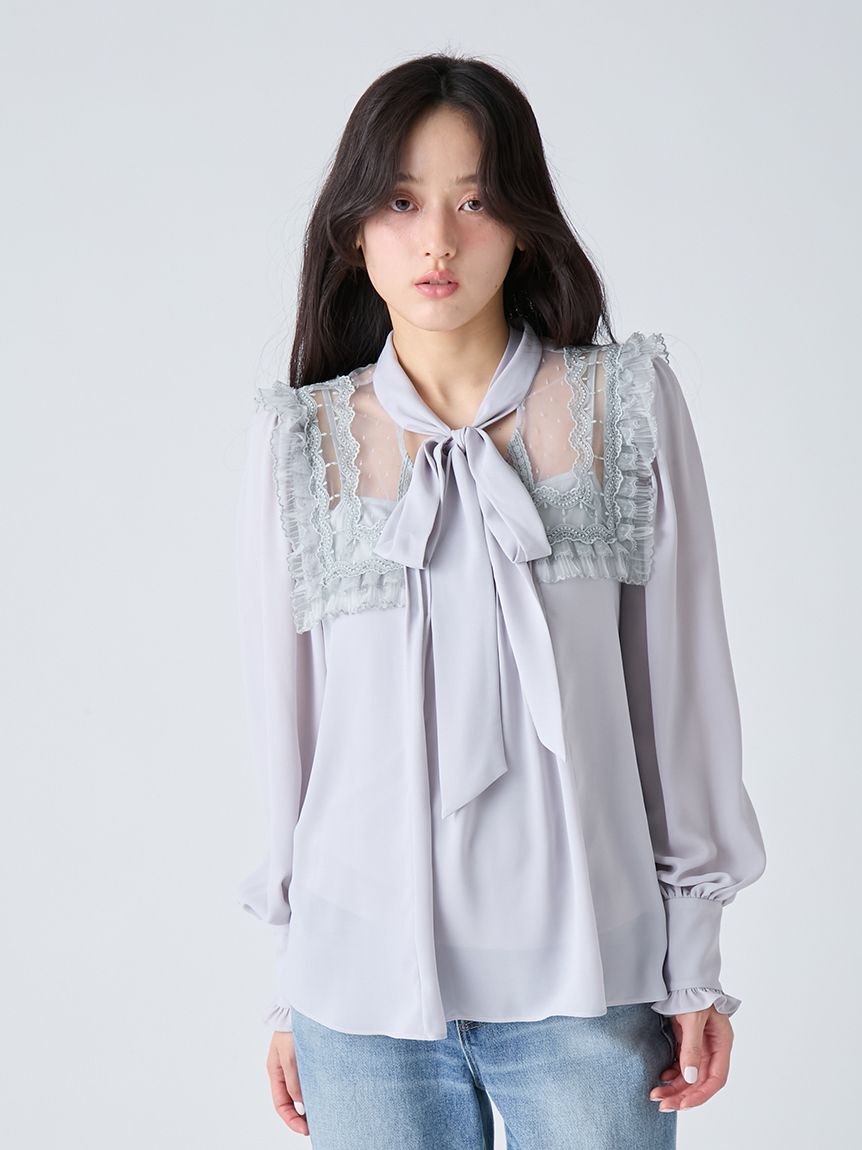 LILY BROWN「ヴィンテージライクボウタイブラウス」|シャツ・ブラウス|