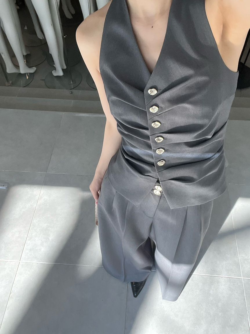 LILY BROWN「オーナメント釦2タックパンツ」|チノ|