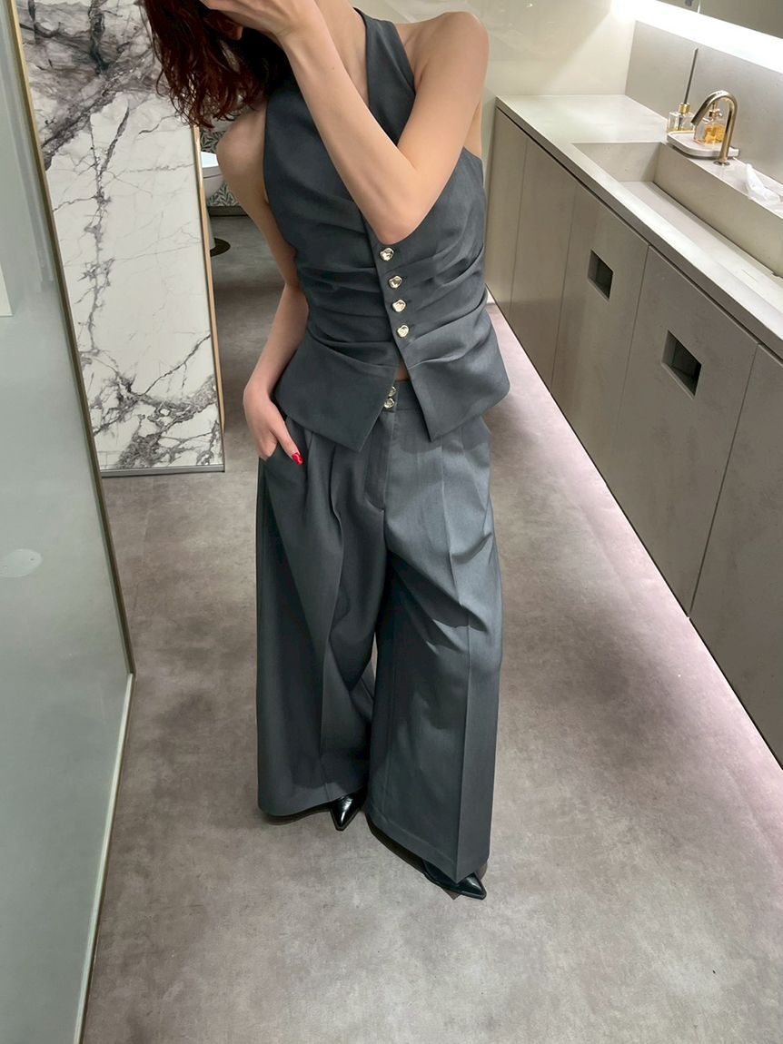 LILY BROWN「オーナメント釦2タックパンツ」|チノ|