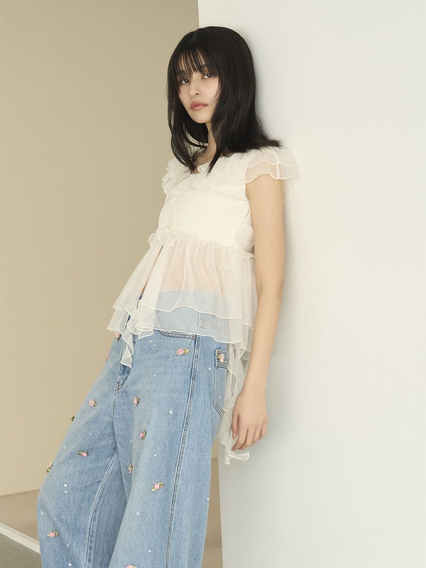 LILY BROWN「パピヨンチュールフリルトップス」|シャツ・ブラウス|