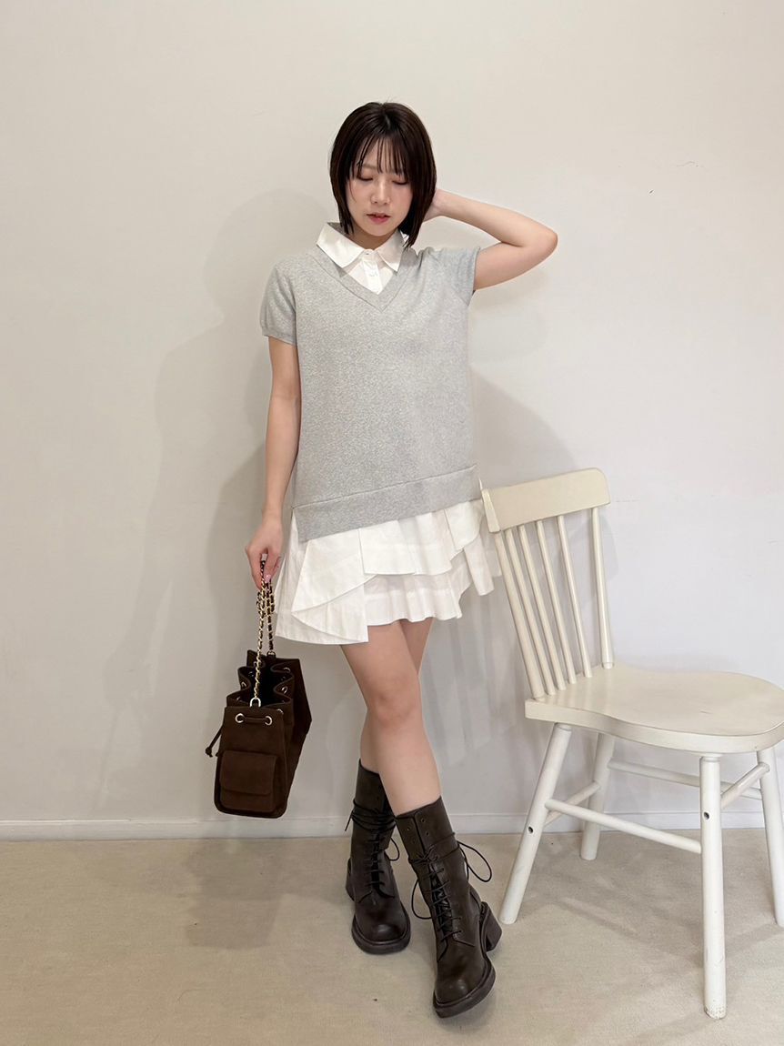 LILY BROWN「シャツドッキングラッフルワンピース」|ワンピース|