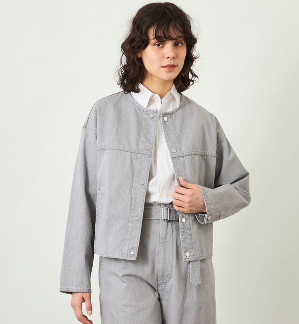 MACKINTOSH PHILOSOPHY「【GREY LABEL】デニムノーカラートラッカージャケット」|ブルゾン・スタジャン|グレー