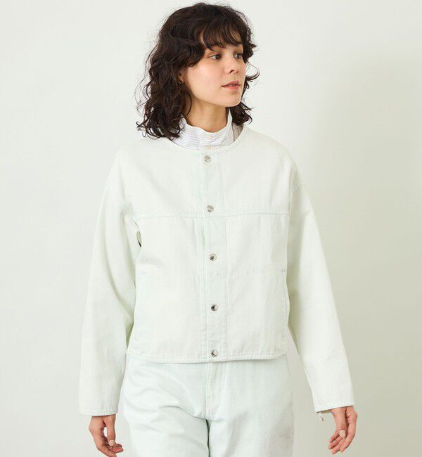 MACKINTOSH PHILOSOPHY「【GREY LABEL】デニムノーカラートラッカージャケット」|ブルゾン・スタジャン|ライトブルー