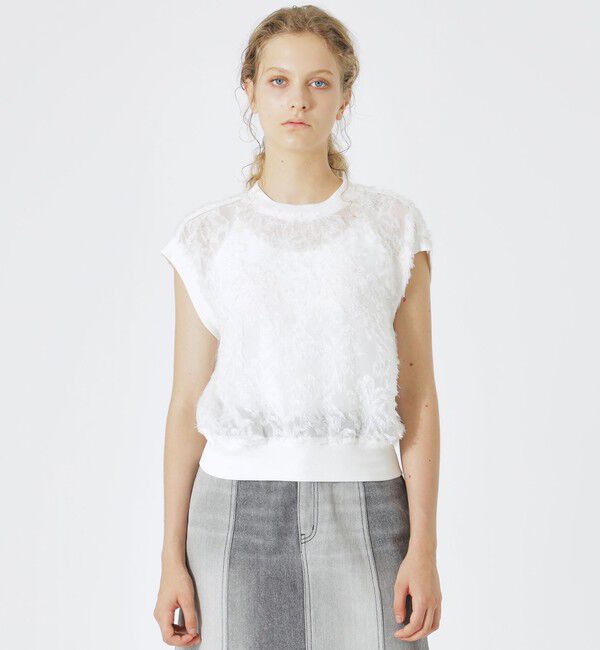  「カットジャカードシアートップス」|シャツ・ブラウス|ホワイト