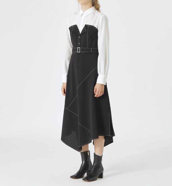  「ブラックビスチェコンビワンピース」|ワンピース|