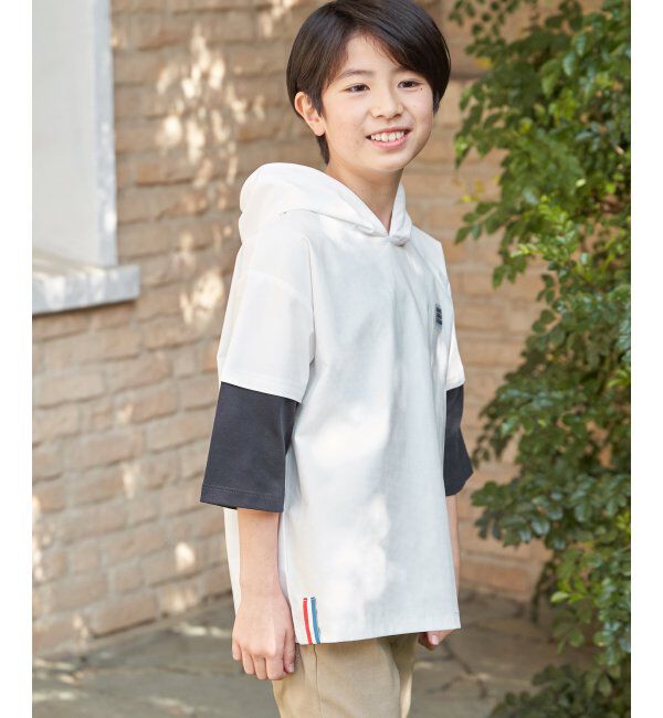 ikka kids「【親子コーデ】冷感6分袖レイヤードパーカー（120~160cm）」|Tシャツ・カットソー|ホワイト