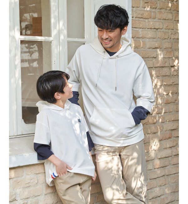 ikka kids「【親子コーデ】冷感6分袖レイヤードパーカー（120~160cm）」|Tシャツ・カットソー|