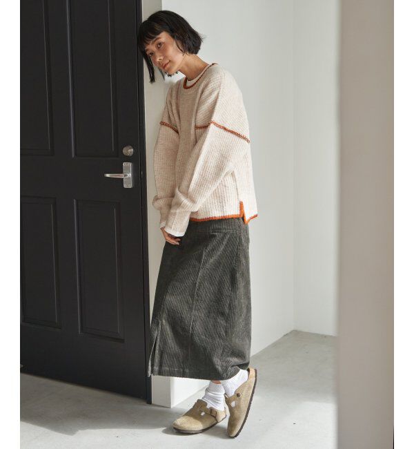 Lbc with Life「ステッチ配色畦ラインニットプルオーバー」|カーディガン|