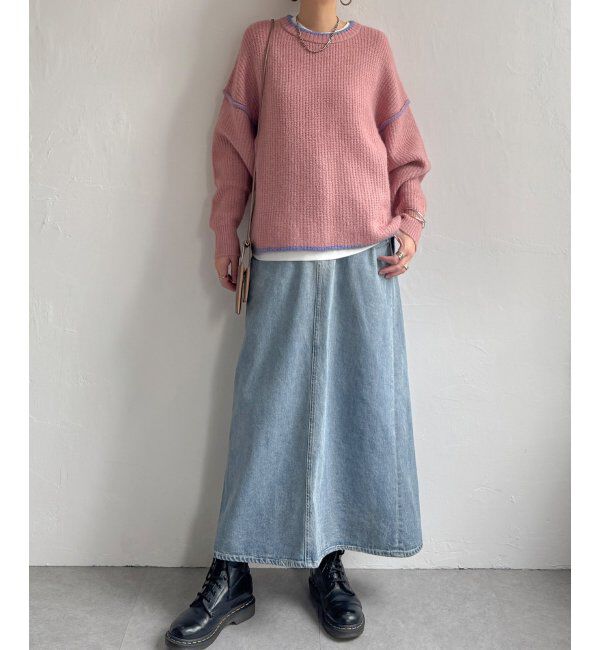 Lbc with Life「ステッチ配色畦ラインニットプルオーバー」|カーディガン|