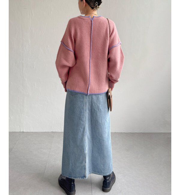 Lbc with Life「ステッチ配色畦ラインニットプルオーバー」|カーディガン|