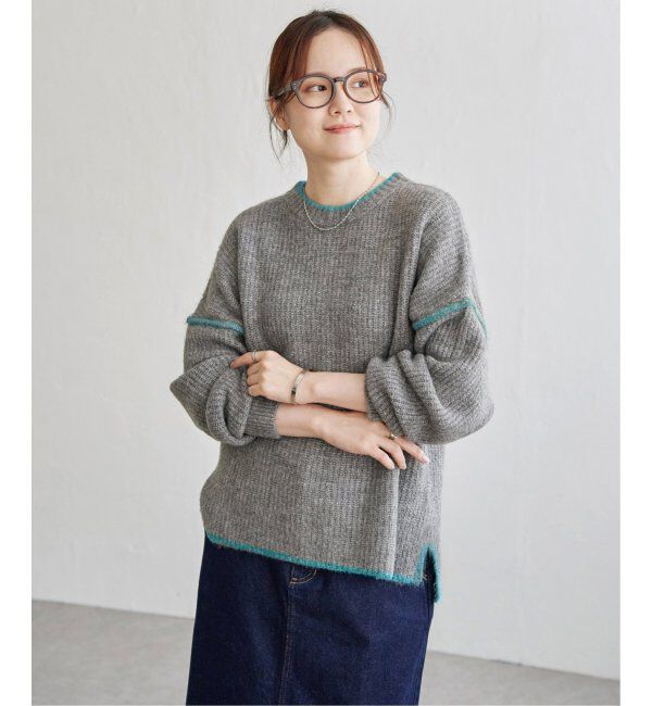 Lbc with Life「ステッチ配色畦ラインニットプルオーバー」|カーディガン|