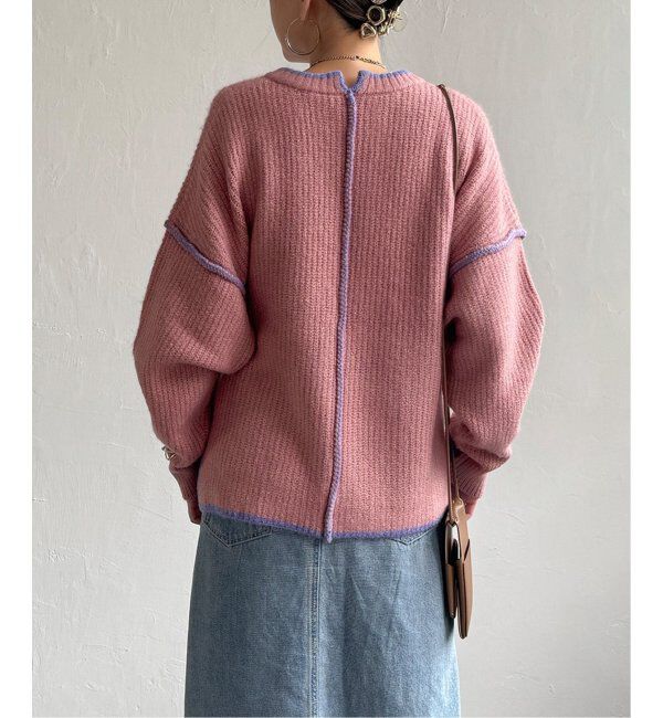 Lbc with Life「ステッチ配色畦ラインニットプルオーバー」|カーディガン|