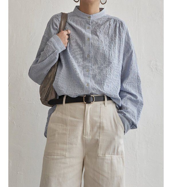 Lbc with Life「オーガニックコットンバンドカラーシャツ」|シャツ・ブラウス|