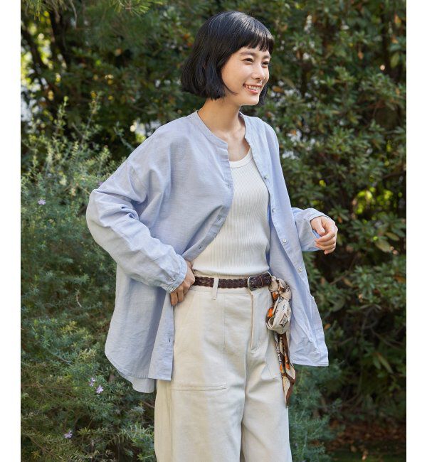 Lbc with Life「リネンコットンバンドカラーシャツ」|シャツ・ブラウス|