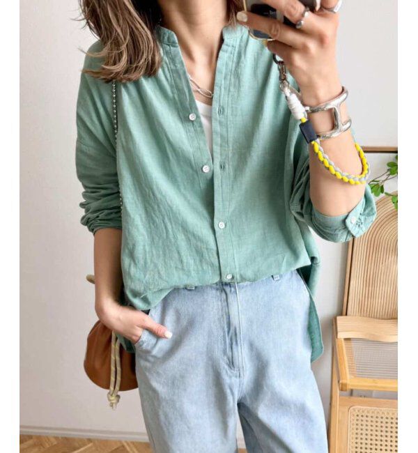 Lbc with Life「リネンコットンバンドカラーシャツ」|シャツ・ブラウス|