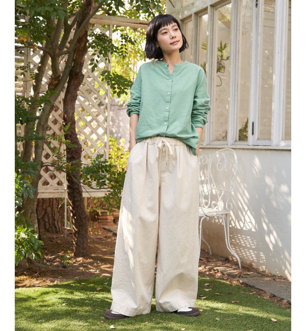 Lbc with Life「リネンコットンバンドカラーシャツ」|シャツ・ブラウス|