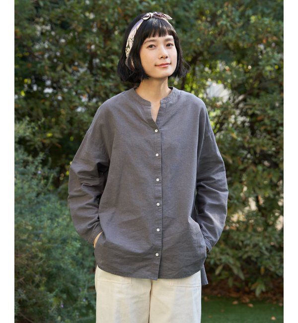 Lbc with Life「リネンコットンバンドカラーシャツ」|シャツ・ブラウス|
