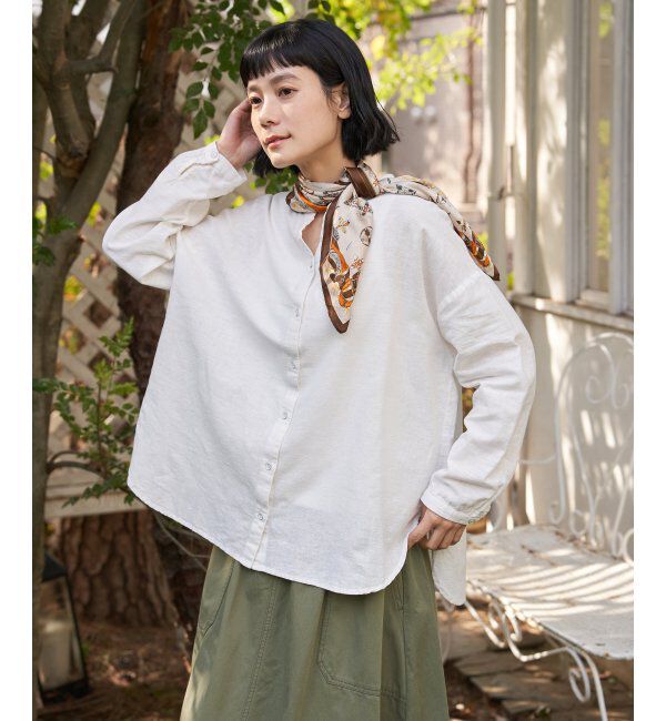 Lbc with Life「リネンコットンバンドカラーシャツ」|シャツ・ブラウス|