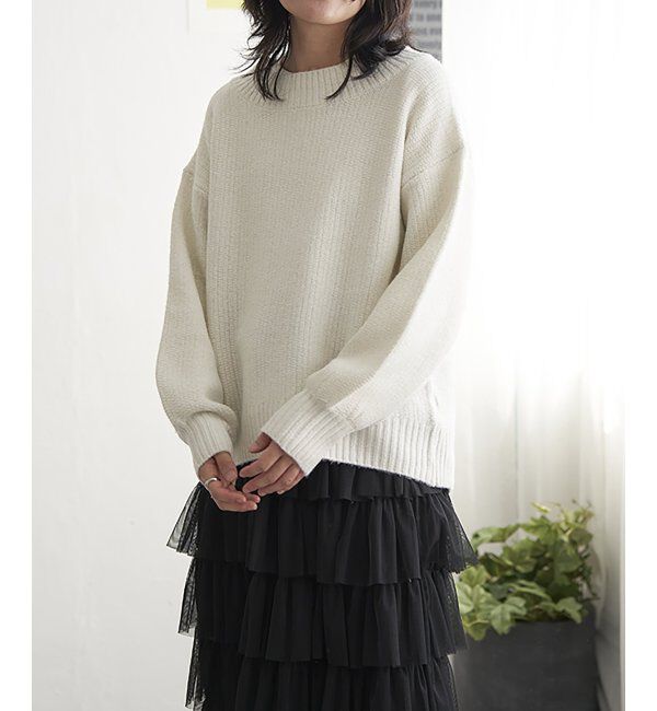 VENCE share style「【洗濯機で洗える】鹿の子ラメニット」|ニット・セーター|オフホワイト