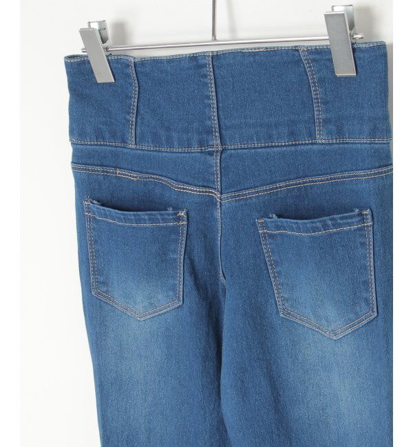 VENCE share style「ハイウエストダメージスキニーデニム」|デニム|