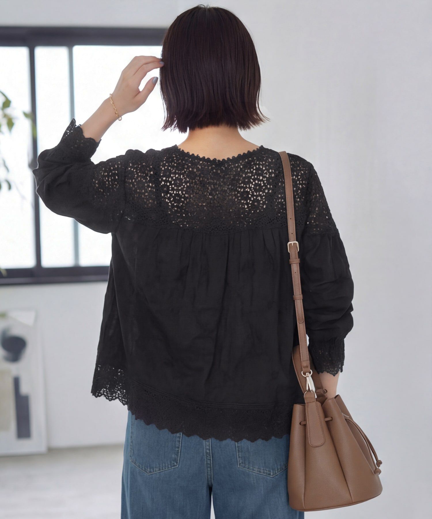 STYLE DELI「上部がレースのギャザーブラウス」|シャツ・ブラウス|