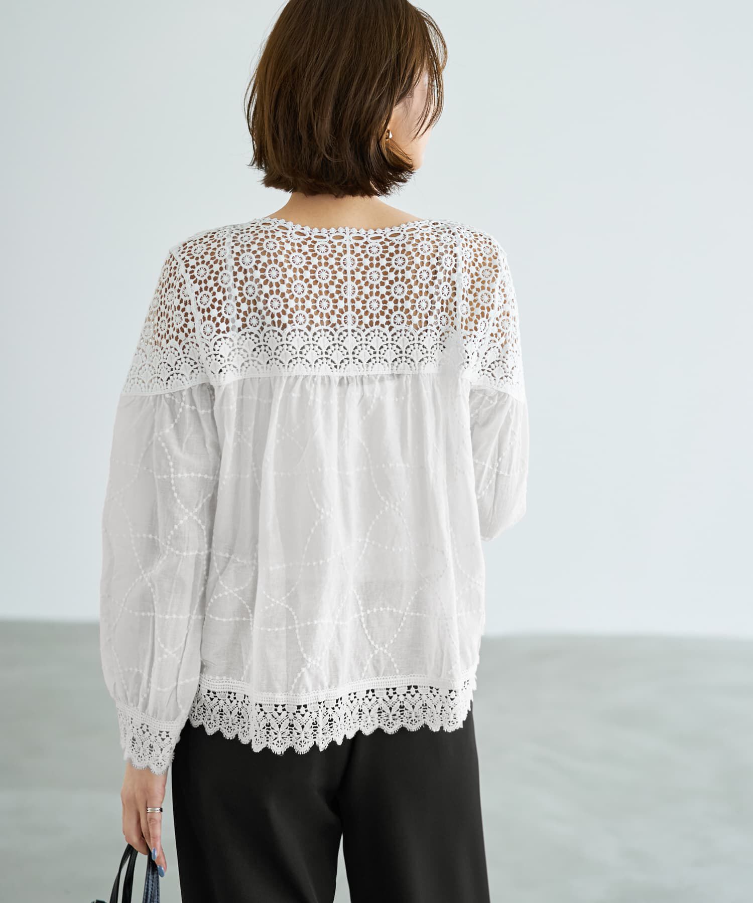 STYLE DELI「上部がレースのギャザーブラウス」|シャツ・ブラウス|
