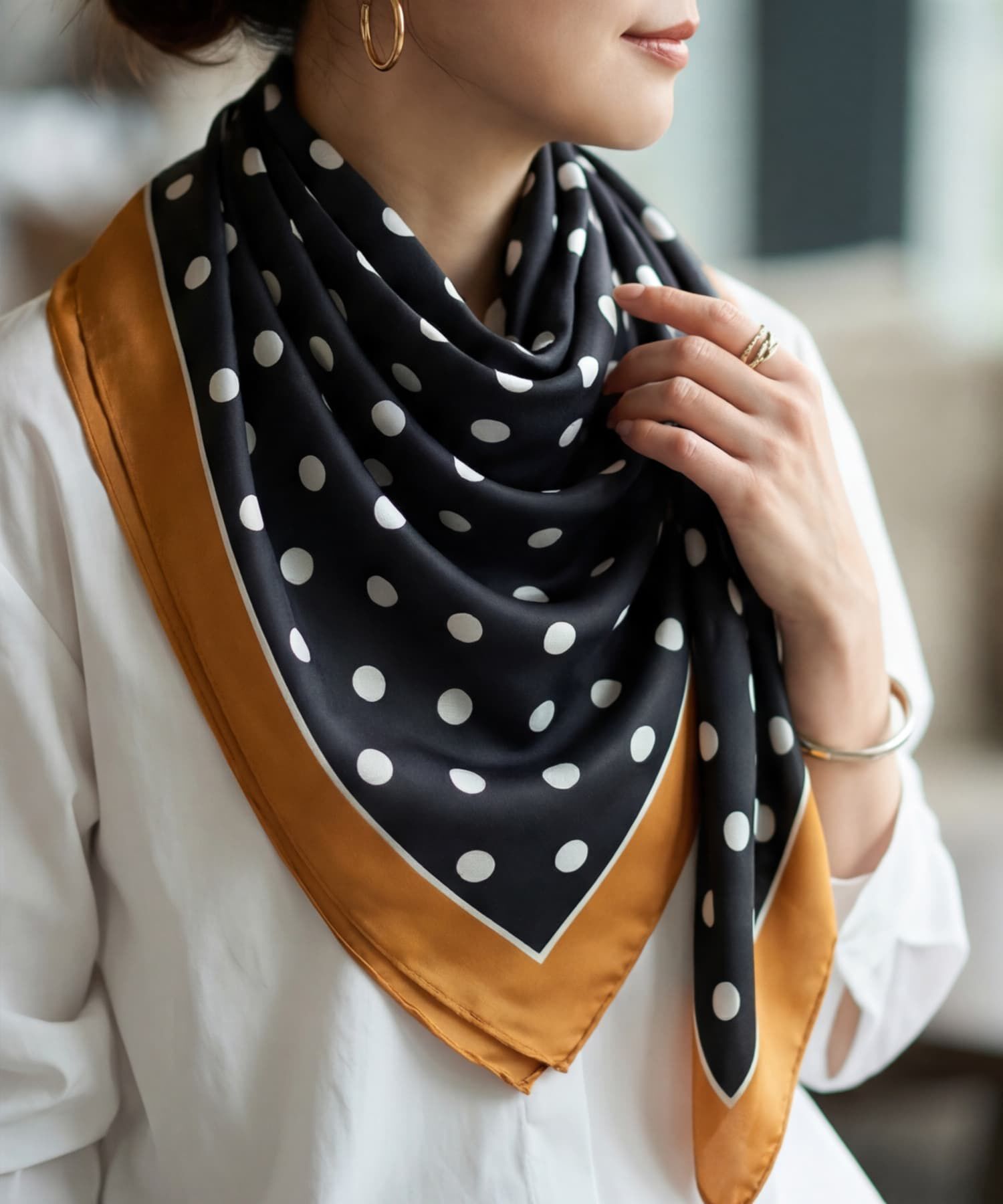 STYLE DELI「【DELI by】超大判ツイルサテンプリントスクエアストール」|ストール|ブラック