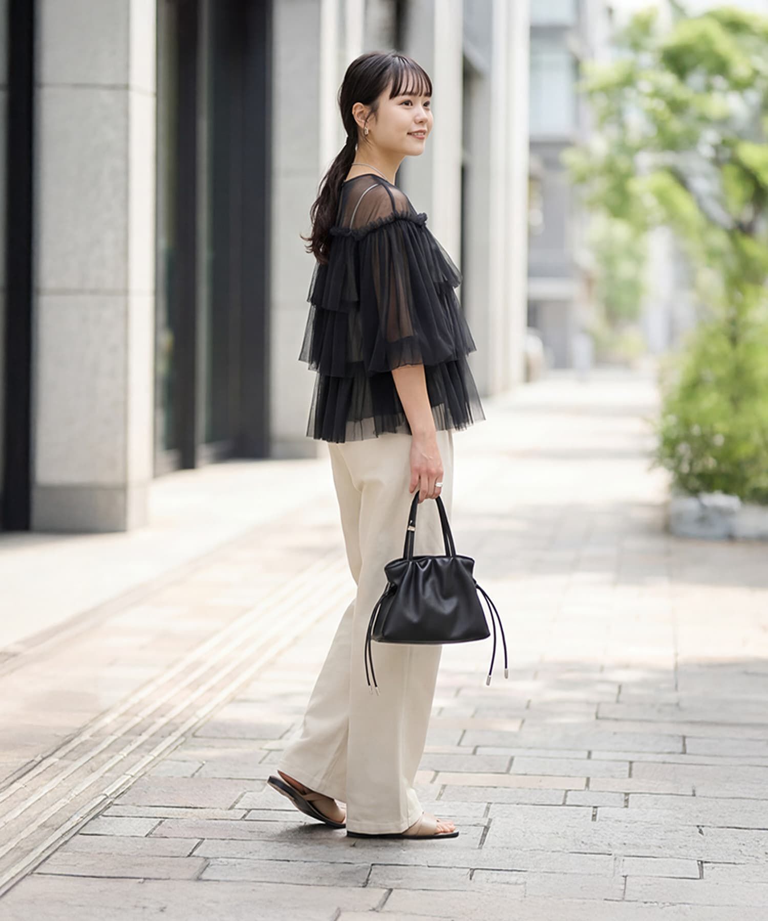 STYLE DELI「【selection】チュールティアードギャザーブラウス」|シャツ・ブラウス|