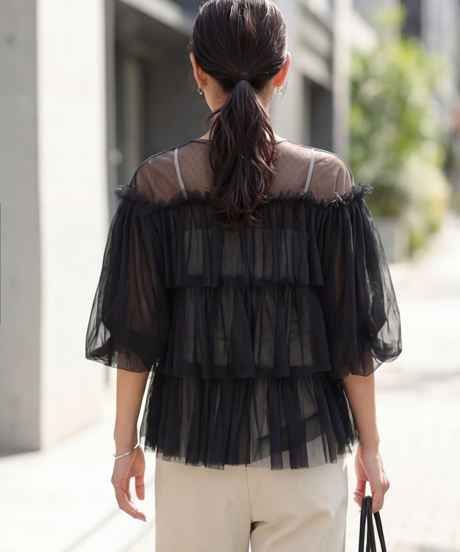 STYLE DELI「【selection】チュールティアードギャザーブラウス」|シャツ・ブラウス|