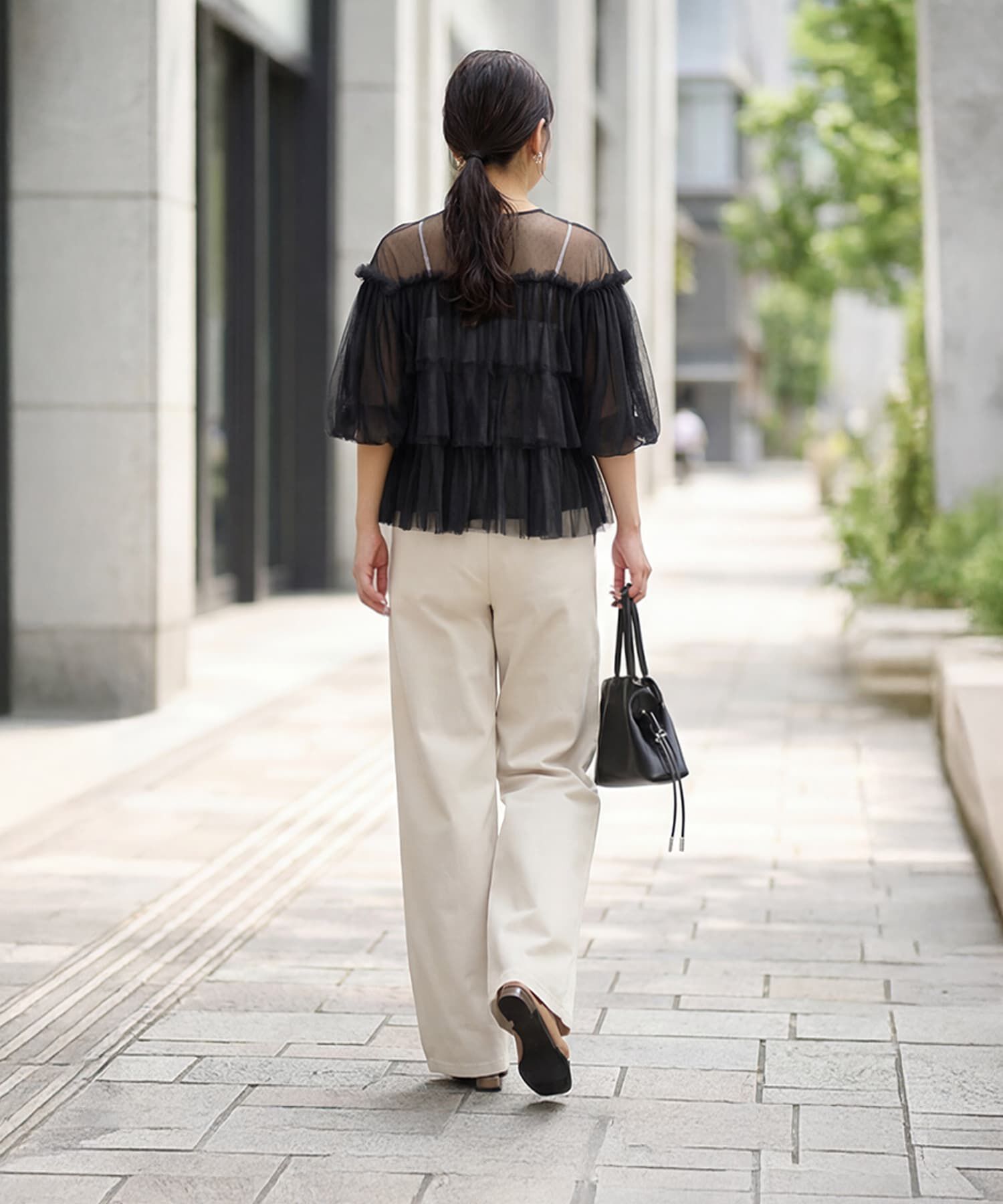 STYLE DELI「【selection】チュールティアードギャザーブラウス」|シャツ・ブラウス|