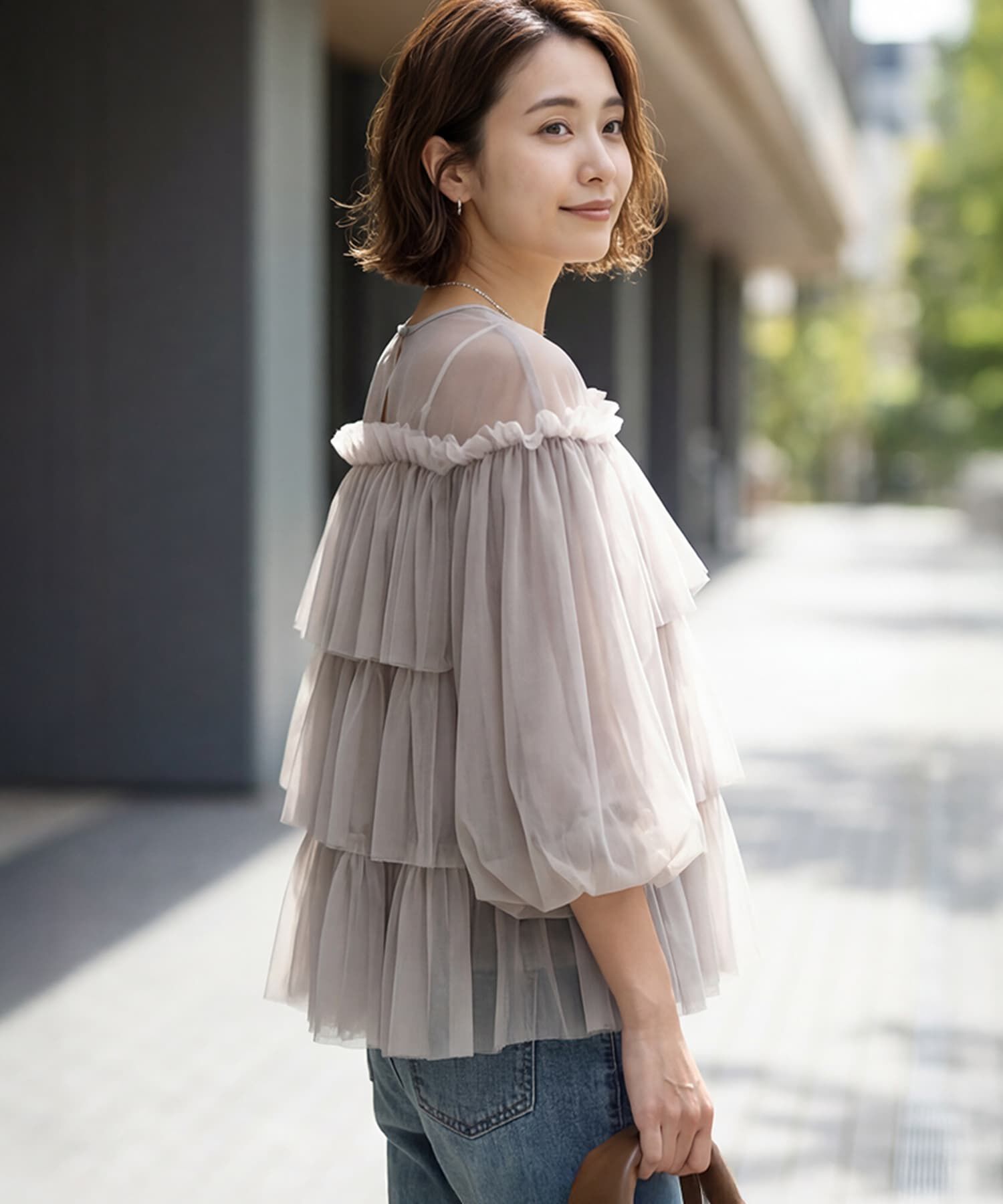 STYLE DELI「【selection】チュールティアードギャザーブラウス」|シャツ・ブラウス|