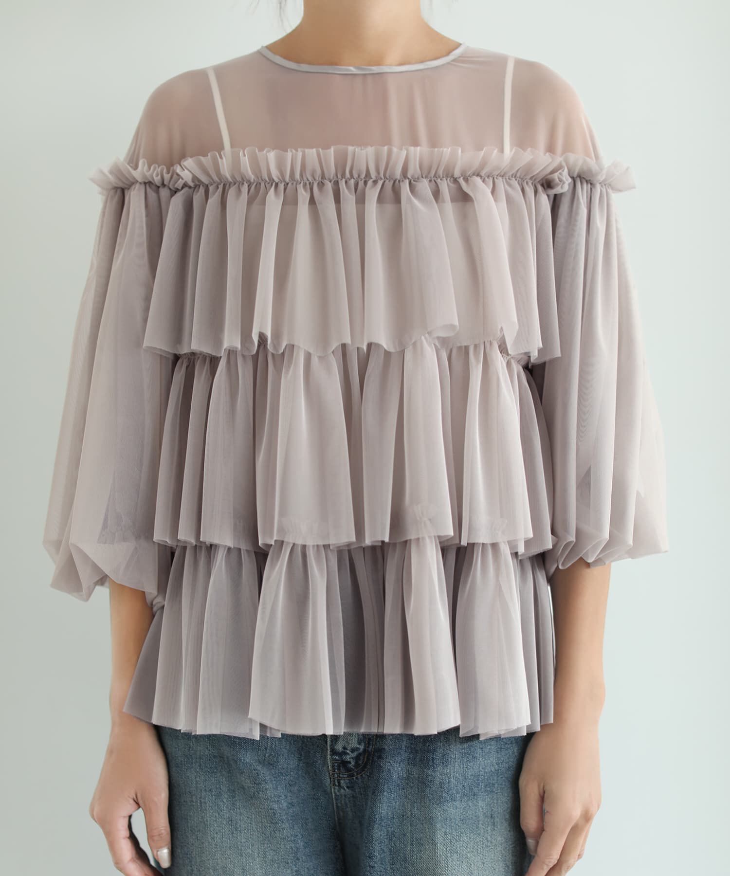 STYLE DELI「【selection】チュールティアードギャザーブラウス」|シャツ・ブラウス|
