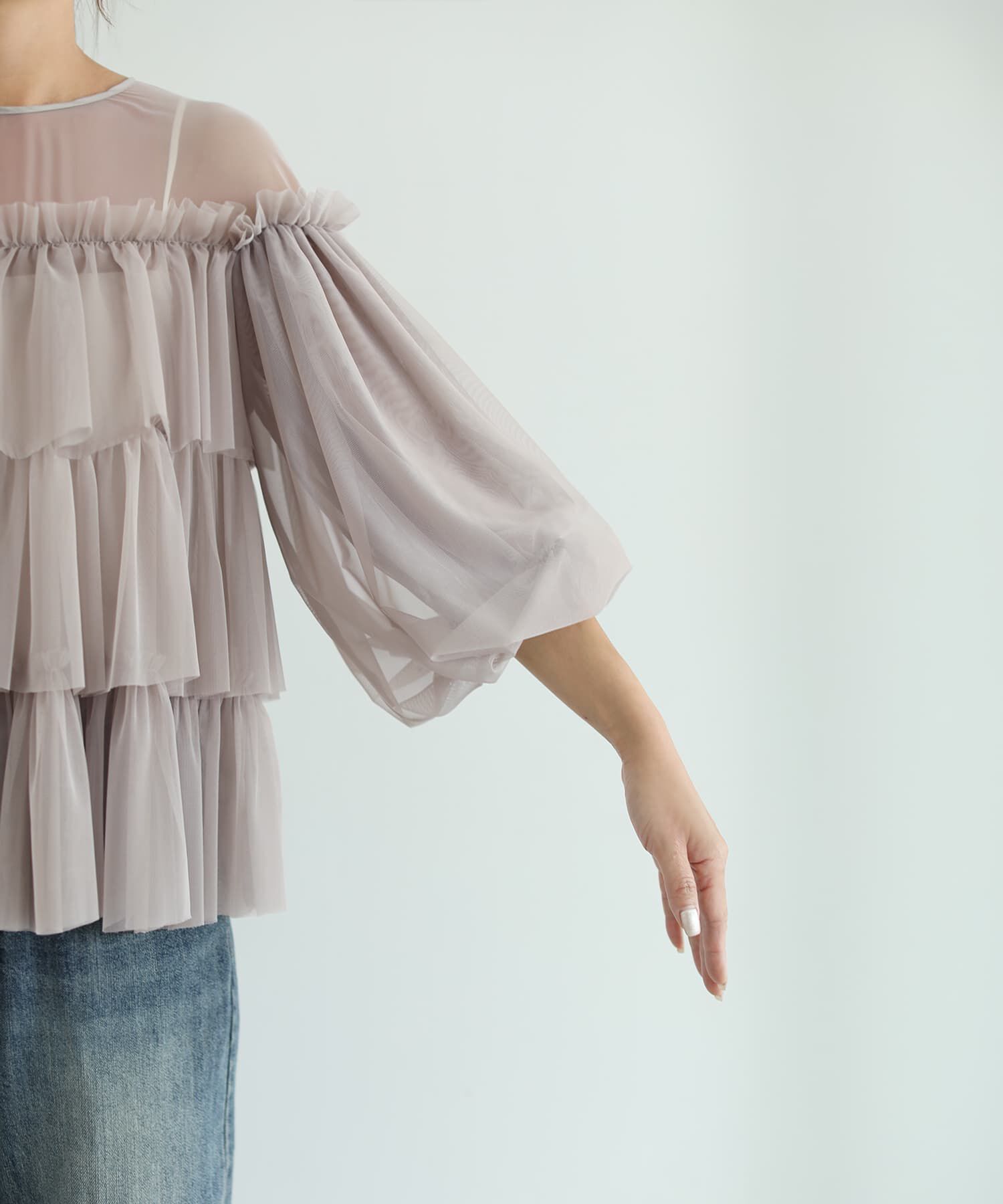 STYLE DELI「【selection】チュールティアードギャザーブラウス」|シャツ・ブラウス|