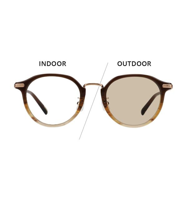  「【WEB限定】Zoff｜UNITED ARROWS ユナイテッドアローズ ボストン型調光サングラス | 紫外線で色が変わる  」|サングラス|濃ブラウン1