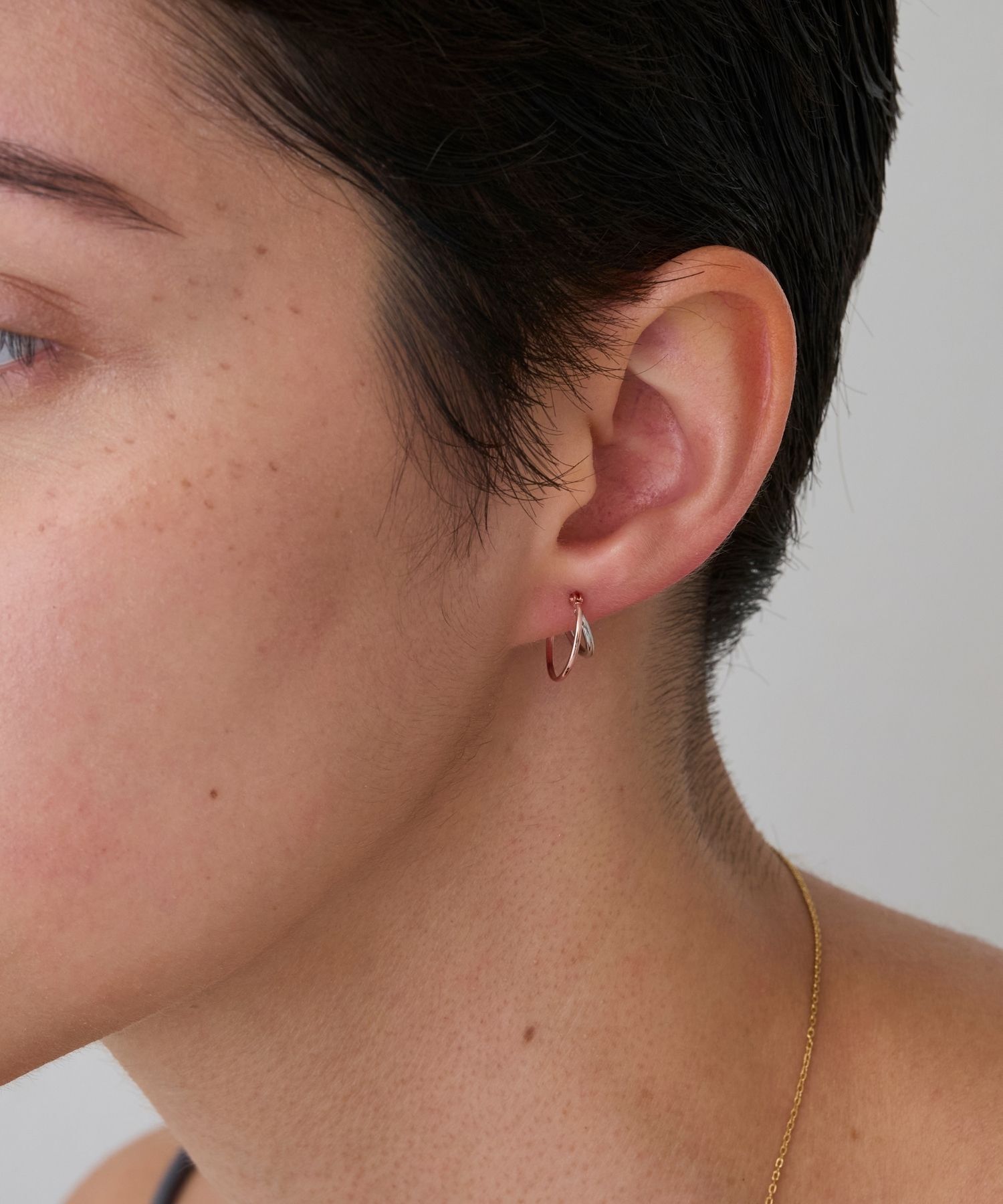 JUPITER「【K10PG&SV925】ダブルラインコンビフープピアス」|ピアス|