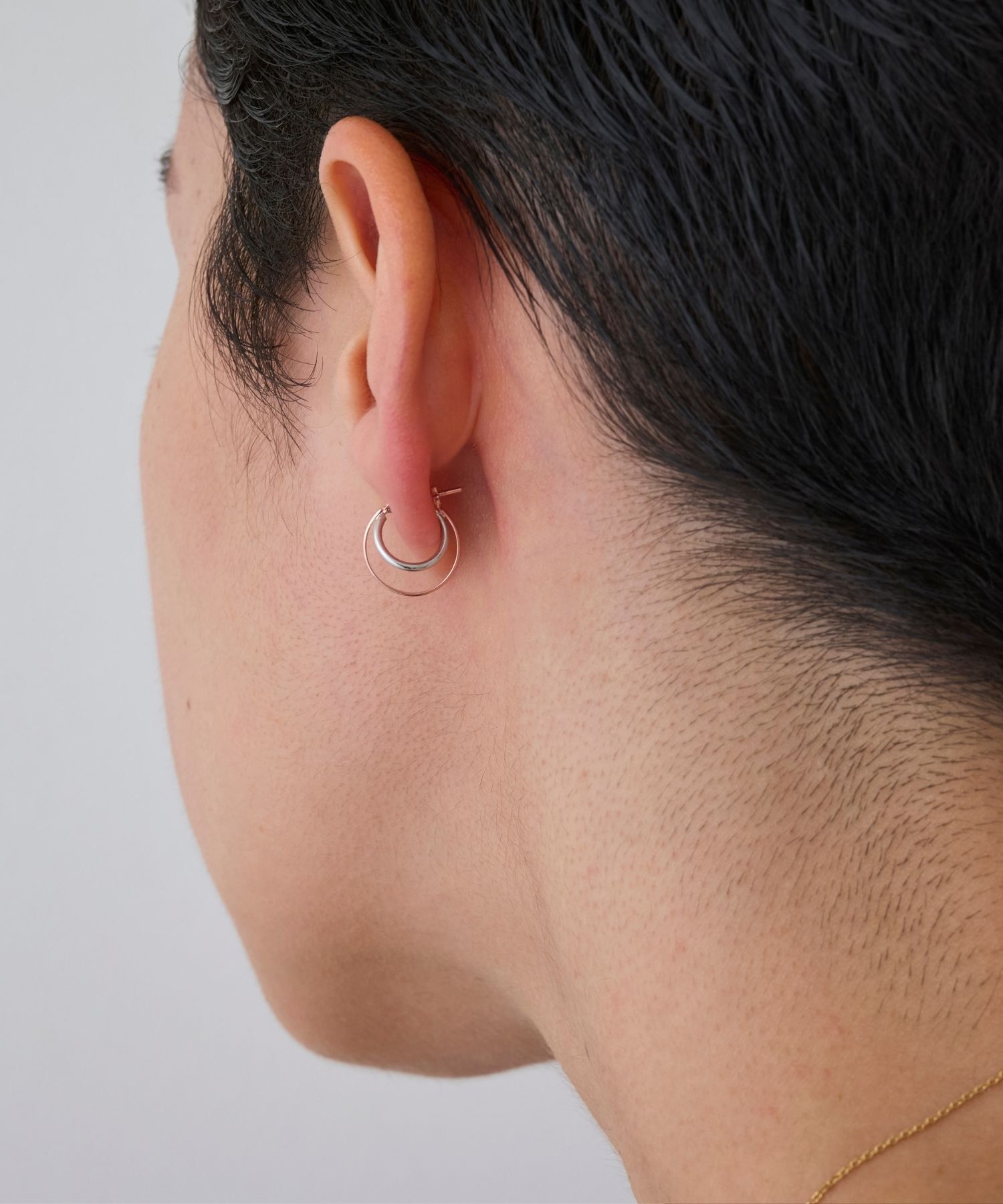 JUPITER「【K10PG&SV925】ダブルラインコンビフープピアス」|ピアス|