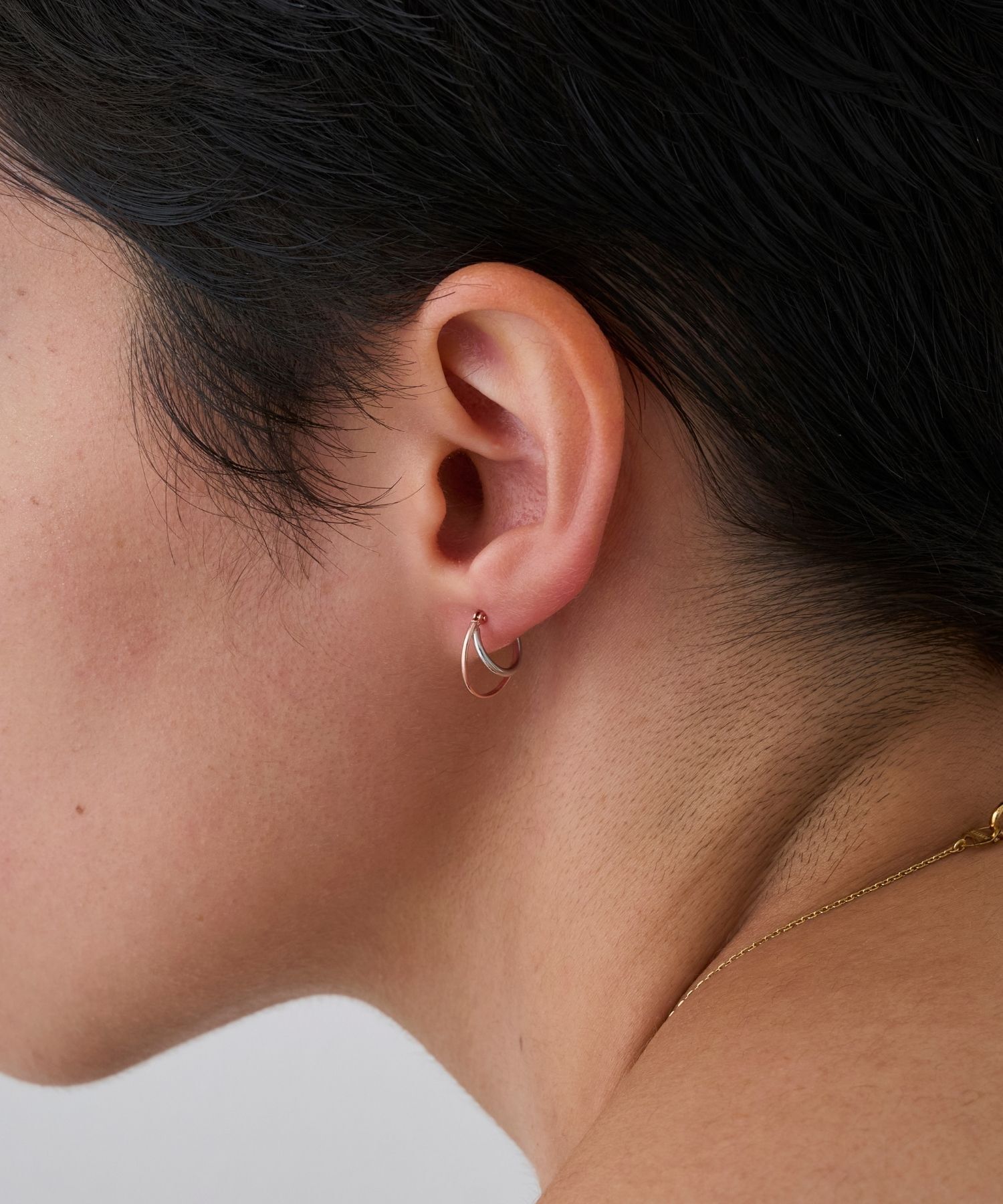 JUPITER「【K10PG&SV925】ダブルラインコンビフープピアス」|ピアス|