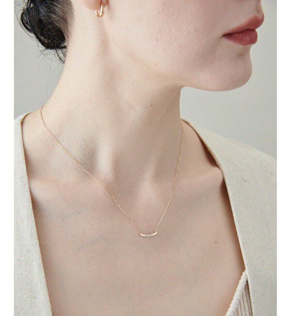 ete「[レイヤード] K10YG ダイヤモンド プレート ネックレス」|ネックレス|