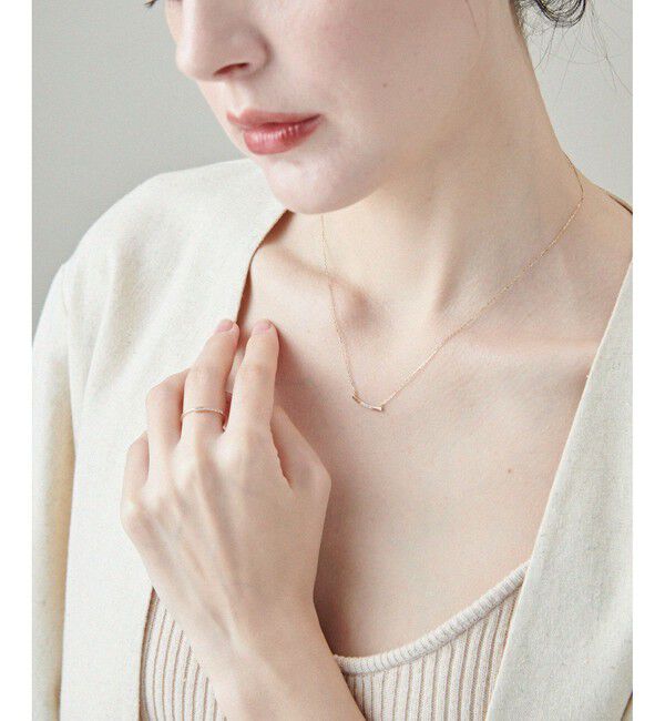 ete「[レイヤード] K10YG ダイヤモンド プレート ネックレス」|ネックレス|