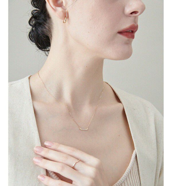 ete「[レイヤード] K10YG ダイヤモンド プレート ネックレス」|ネックレス|