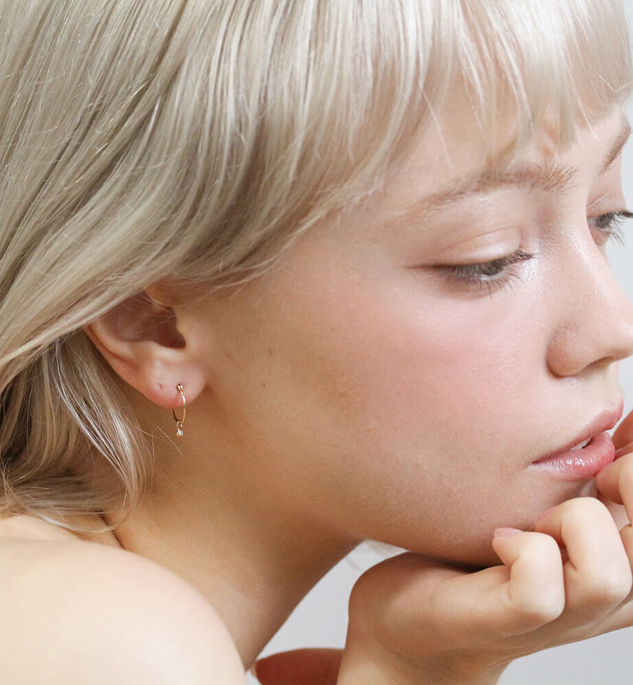  「ダイヤモンド 0.01ct スナップ フープ ピアス | K10YG」|ピアス|