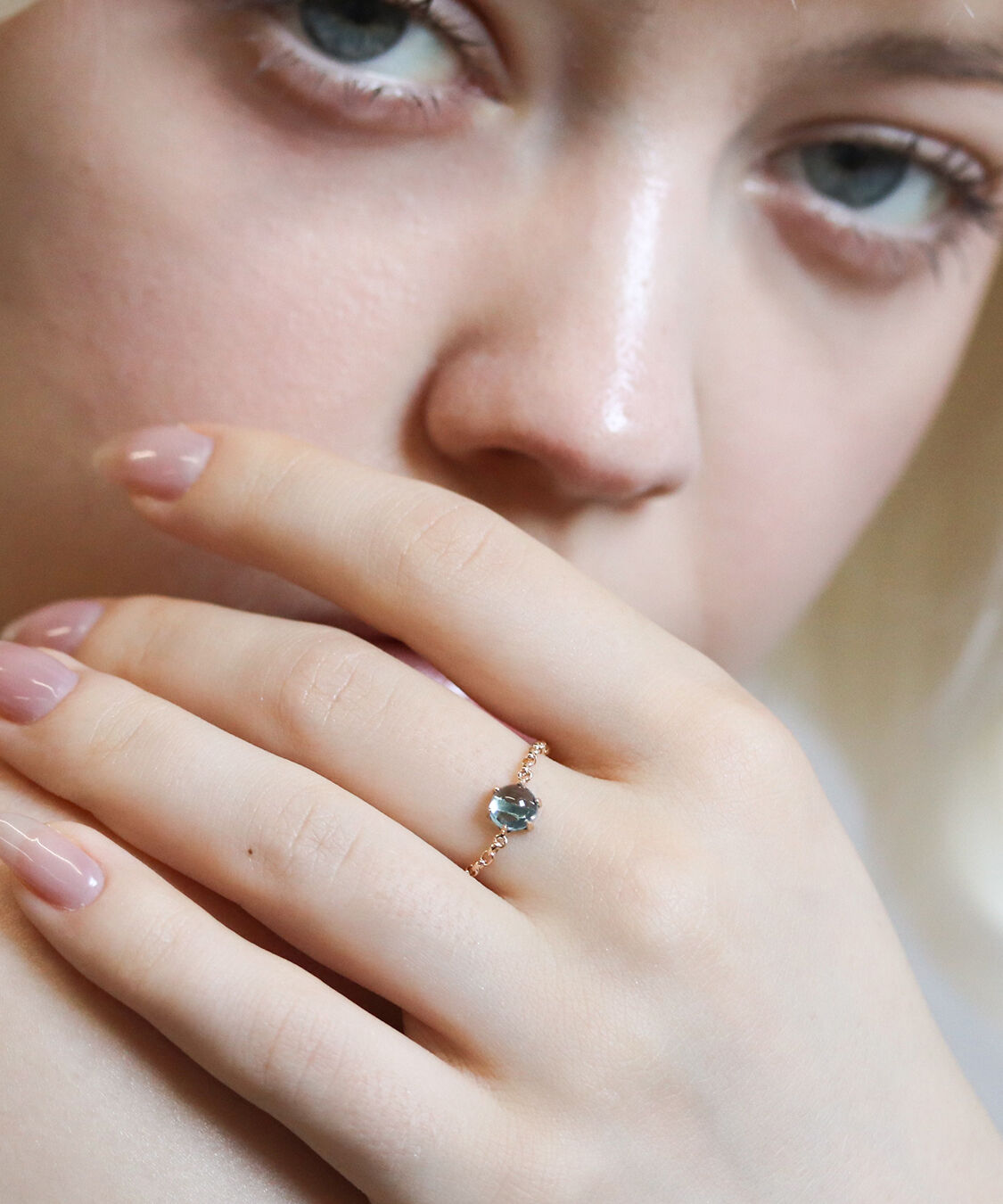  「ブルートパーズ  チェーンリング | K10YG〈Web限定〉」|リング|